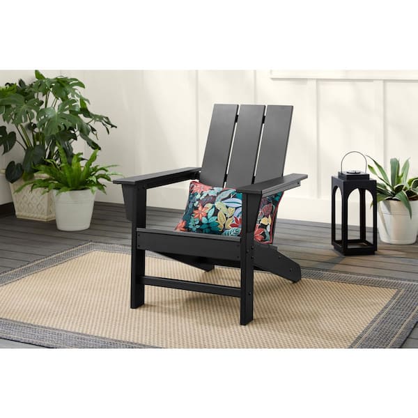 Hampton Bay Autumn Glen HDPE All-Weather Adirondack Chair Black