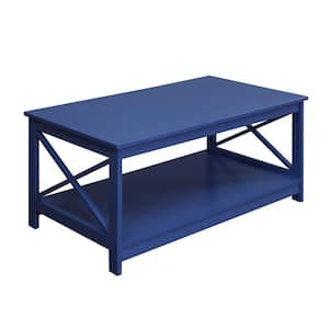 Oxford 40 in. Cobalt Blue Medium Rectangle Wood Coffee Table with Shelf