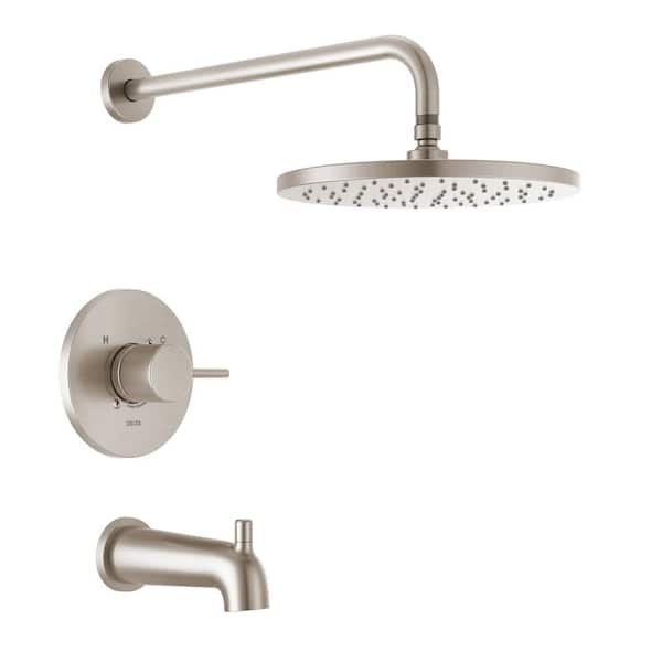 Delta Modern 1-Handle Wall Mount Tub and Shower Trim Kit in Spotshield Brushed Nickel (Valve Not Included)