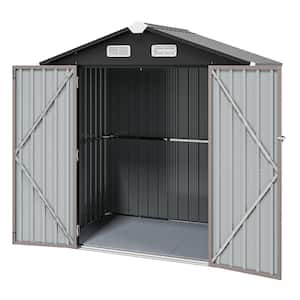 6 ft. x 4 ft. Metal Storage Brown Shed with Lockable Door, Plastic Floor (22 sq. ft.)