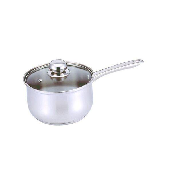 Stainless Steel Cookware Sauce Pan With Glass Lid 1qt Silver Saucepan Kitchen