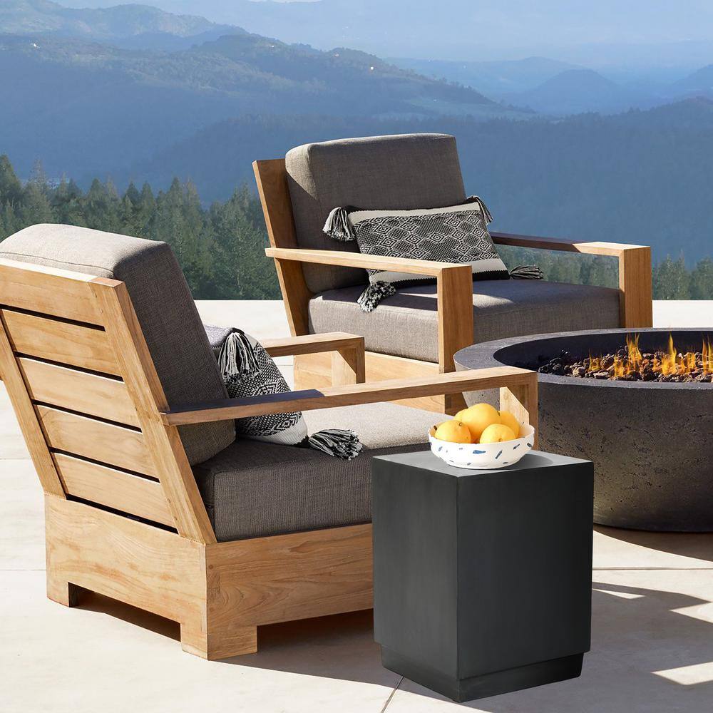 LuxenHome Gray Cement Square Indoor Outdoor Side Table