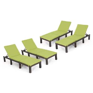 Caesar Multibrown 4-Piece Plastic Outdoor Chaise Lounge with Green Cushion