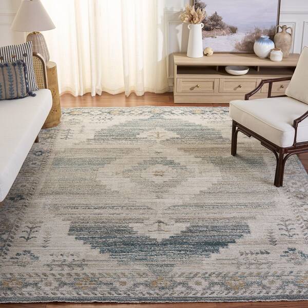 Hazel 9 ft. x 12 ft. Blue/Beige Tribal Area Rug