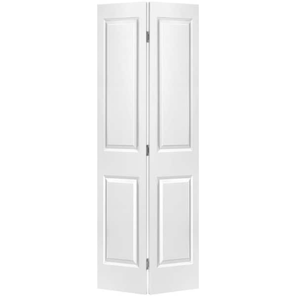 Masonite 30 in. x 80 in. 2-Panel Square Top Primed White Hollow-Core Composite Bi-fold Interior Door