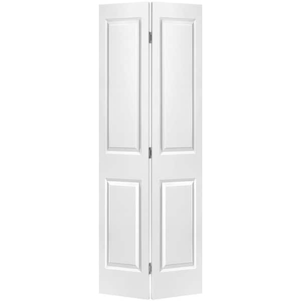 Masonite 36 in. x 96 in. 2 Panel Square Hollow Core Primed Molded Bi-fold Door with Hardware