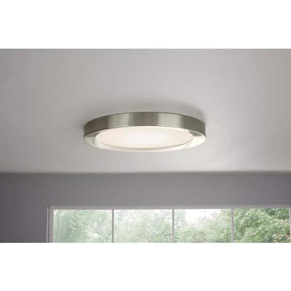 Home Decorators Collection Calloway 15 in. Brushed Nickel Selectable LED Flush Mount