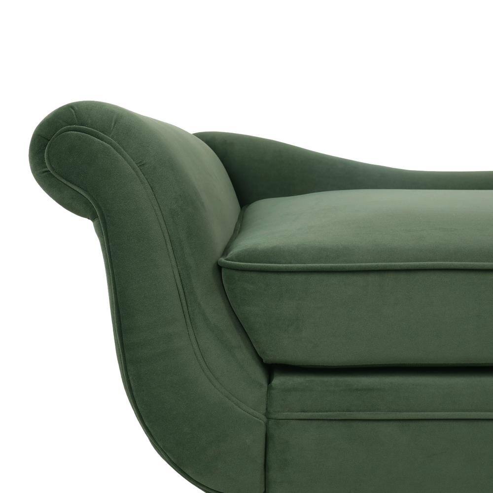 Sage Green Velvet Chaise Lounge with Dark Brown Birch Legs