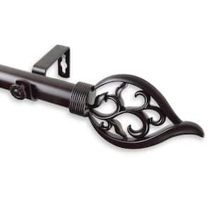 Flora 160 in. - 240 in. Adjustable 1 in. Dia Single Curtain Rod in Mahogany