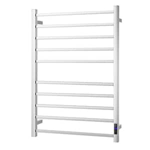 10-Bar Stainless Steel Wall Mounted Electric Towel Warmer Rack in Polished Chrome