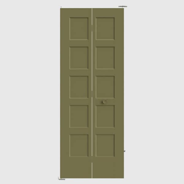 Masonite 30 in. x 80 in. 5-Panel Bayshore Hollow Core Truly Olive ...