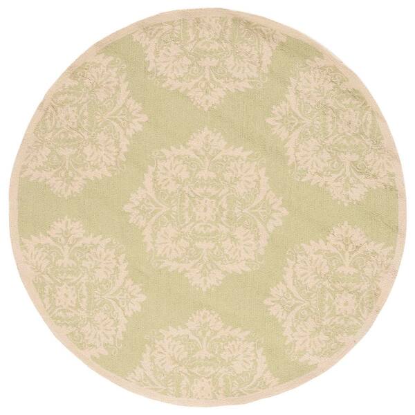 Chelsea 6 ft. ft. x 6 ft. Green/Beige Damask Round Rug