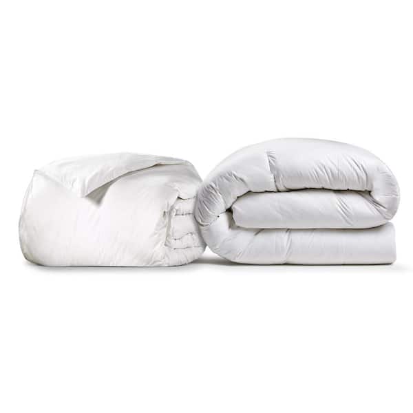 ELLA JAYNE Luxury 3-Piece White Solid Color Cal King size Microfiber Comforter Set