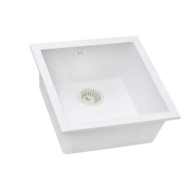 epiGranite 17 in. Undermount SIngle Bowl Wet Bar Prep Sink in Arctic White Granite Composite