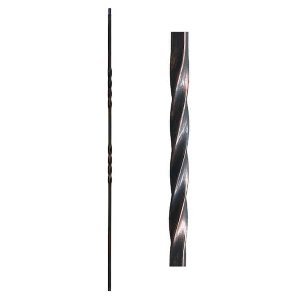 Atlas Stair Parts 44 in. x 1/2 in. Oil-Rubbed Bronze Double Twist Square Base Hollow Wrought Iron Stair Baluster