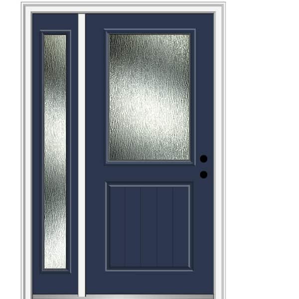 MMI Door 48 in. x 80 in. Left-Hand/Inswing Rain Glass Naval Fiberglass Prehung Front Door on 4-9/16 in. Frame
