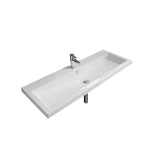 Cangas Wall Mounted Ceramic Bathroom Sink in White