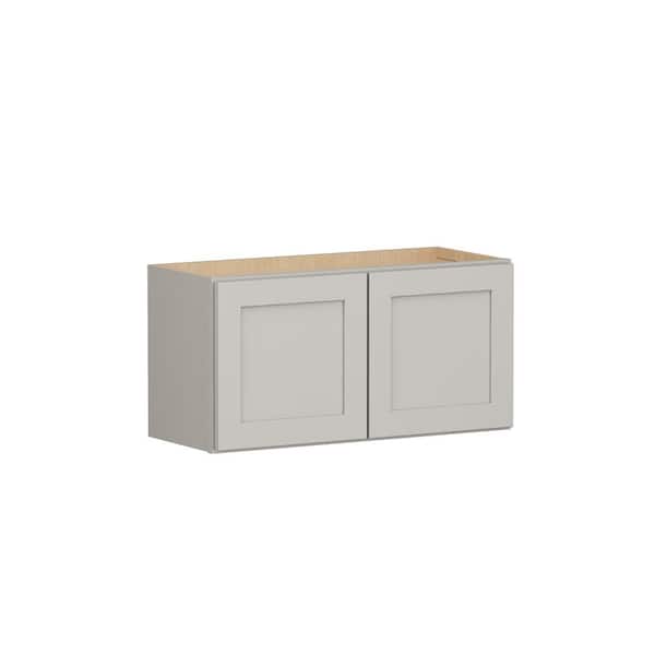 Shaker Full Overlay 30 in. W x 12 in. D x 15 in. H Plywood Assembled Wall Kitchen Cabinet in Stone Gray