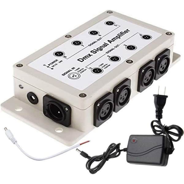 Vrbgify 3-Pin RioRand DMX512 LED and Signal Splitter Amplifier Distributor 1 Way with Signal Indicator, 8-Channel