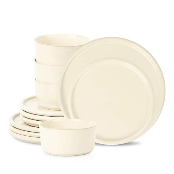 Eden 12-Piece Beige Stoneware Dinnerware Set (Service for 4)