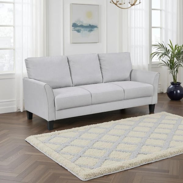 Xumo 34 in. Straight Arm Fabric Rectangle Loose Back Style Sofa in Light Gray