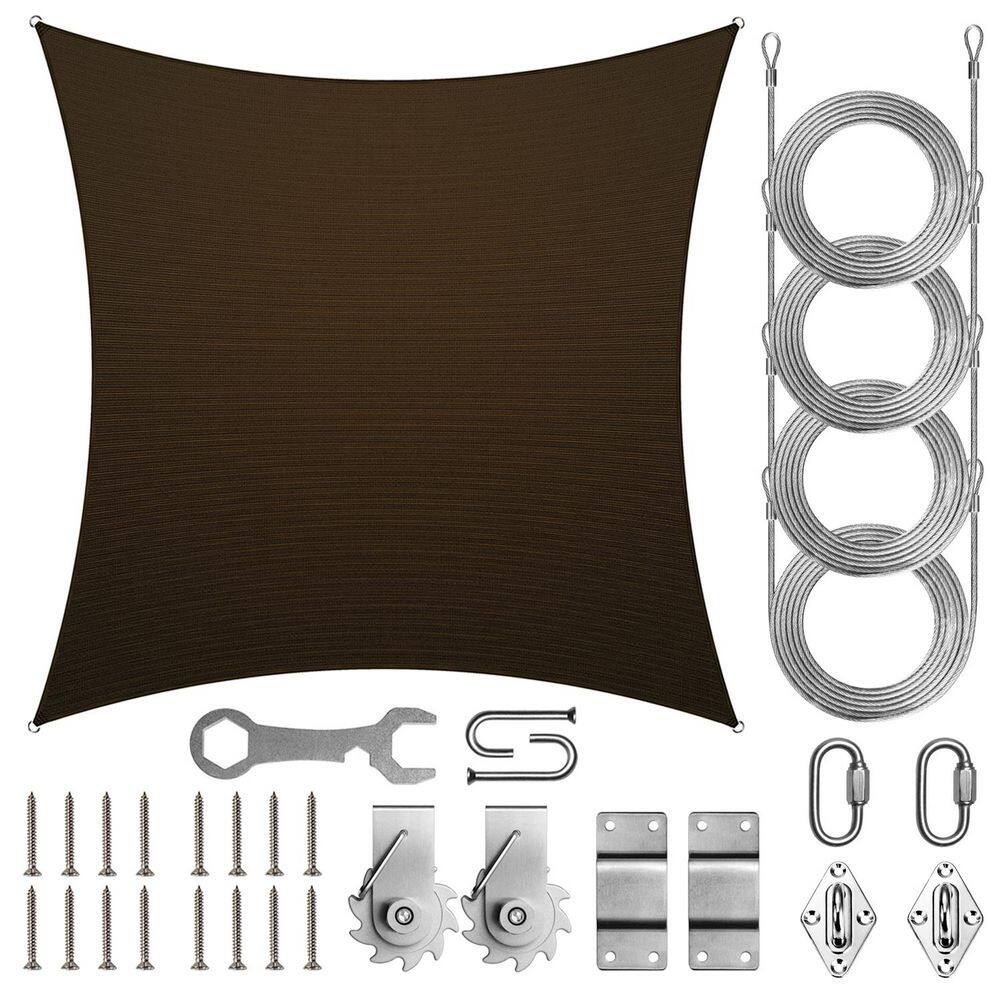 12 ft. x 12 ft. Square Sun Shade Sail with Hardware TAWAL-Brown price history on PriceWatchPro
