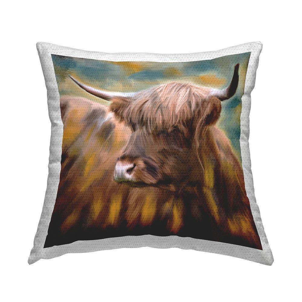 Brown Highland Cow Brown Square Outdoor Throw Pillow price history on PriceWatchPro