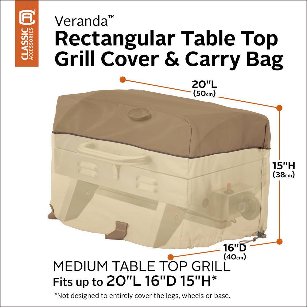 Medium Tan and Brown Water-Resistant Table Top Grill Cover