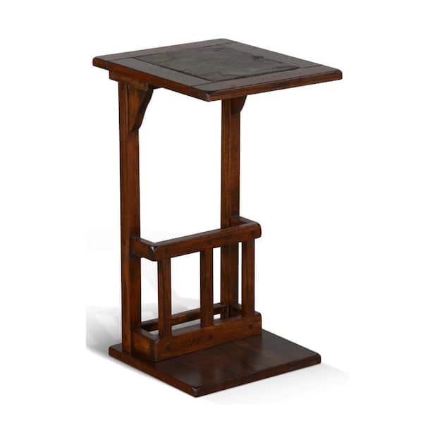 Benjara 15 in. Brown Rectangle Wood End Table with Magazine Rack