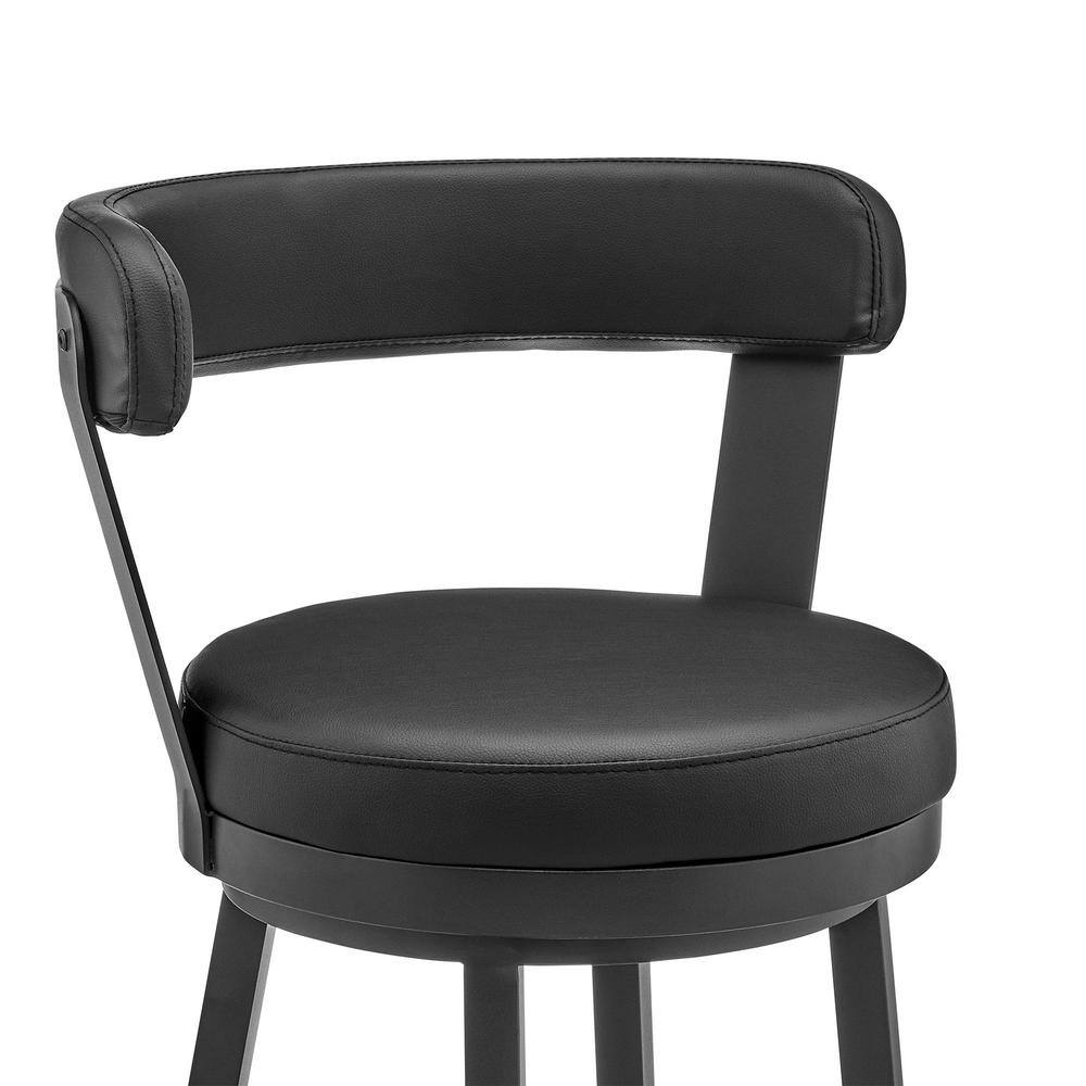 Bryant 26" Black Faux Leather and Metal Swivel Bar Stool