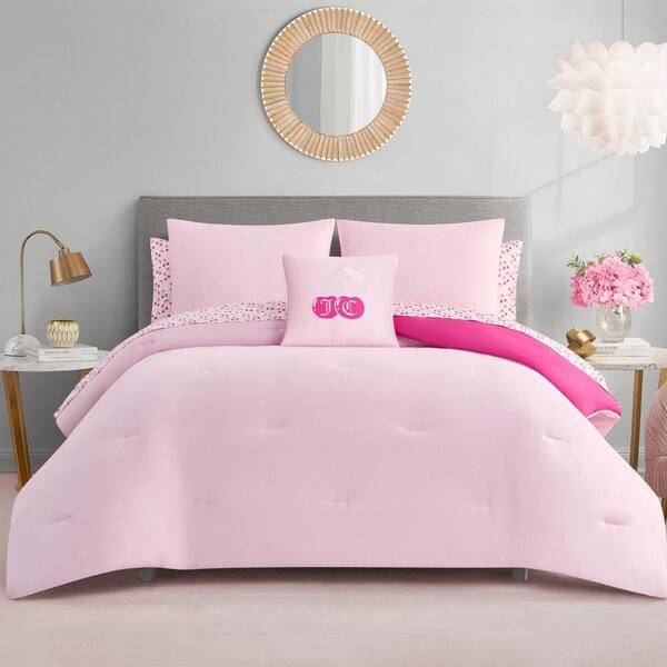 JUICY COUTURE Cherry Reversible 8-Piece Pink Solid Color Polyester