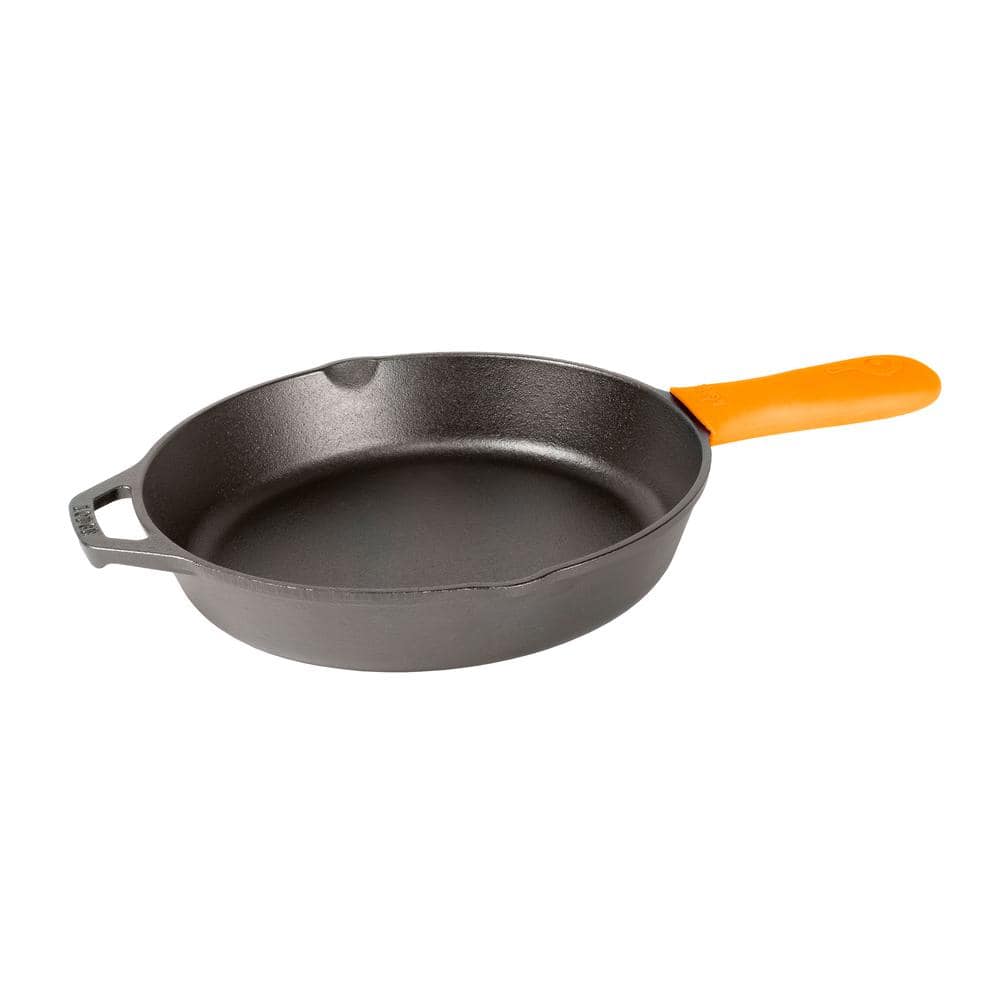 LODGE 8 INCH SEASONED CAST IRON SKILLET WITH HANDLE (SILICONE HANDLE HOLDER  INCLUDED)