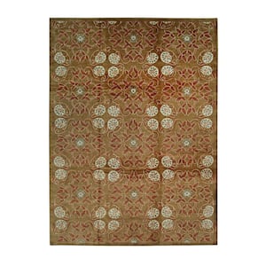 Brown/ Rust Handmade Wool Transitional Ningxia Rug, 11'5" x 15'1