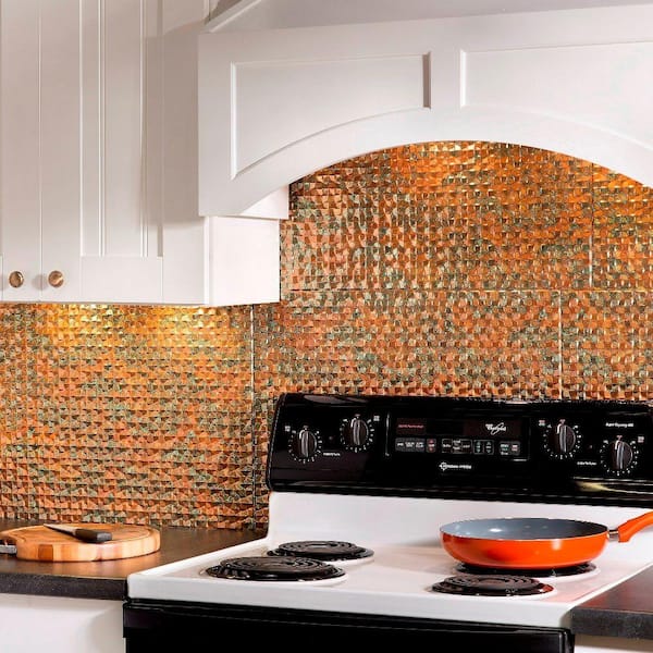 Fasade 18.25 in. x 24.25 in. Copper Fantasy Terrain PVC Decorative Tile Backsplash