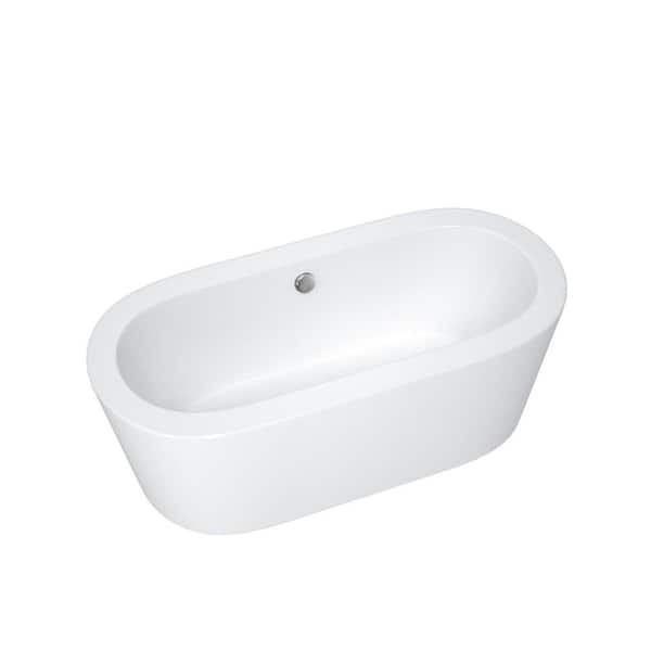 Logmey 67 in. Acrylic Flatbottom Non-Whirlpool Bathtub in White