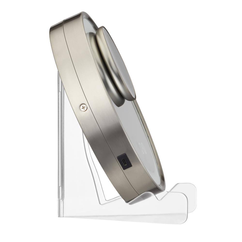 Satin Nickel LED Wall Mount Vanity Mirror with Telescoping Arm