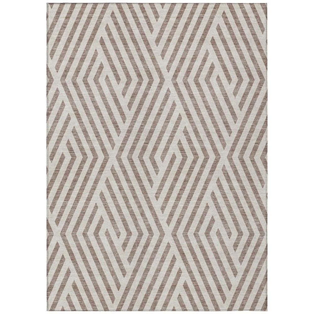 Taupe and Ivory 3 ft. x 5 ft. Woven Geometric Rectangle Indoor/Outdoor Area Rug price history on PriceWatchPro