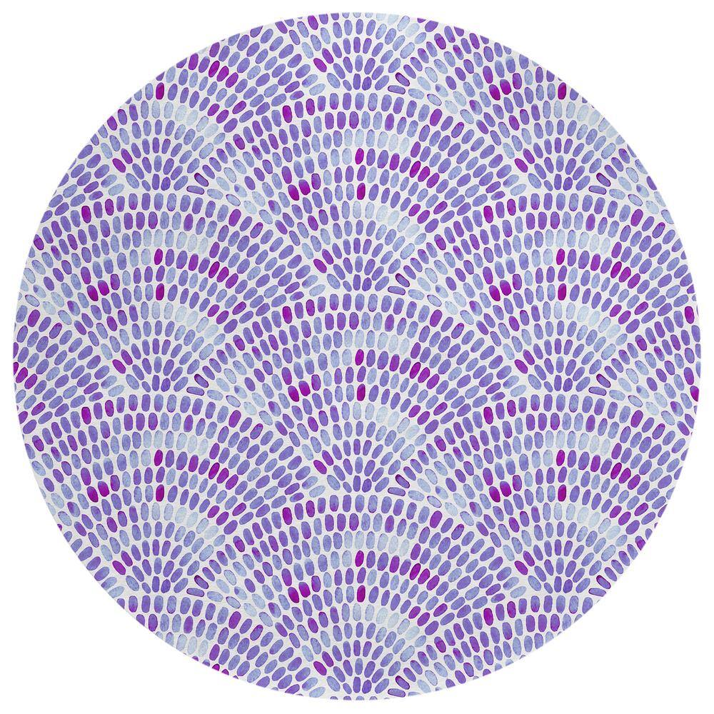 Surfside 8 ft. x 8 ft. Purple Geometric Indoor/Outdoor Area Rug