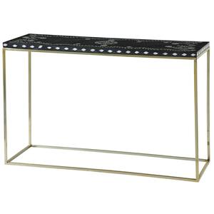 46 in. Gold Rectangle Wood Eclectic Console Table