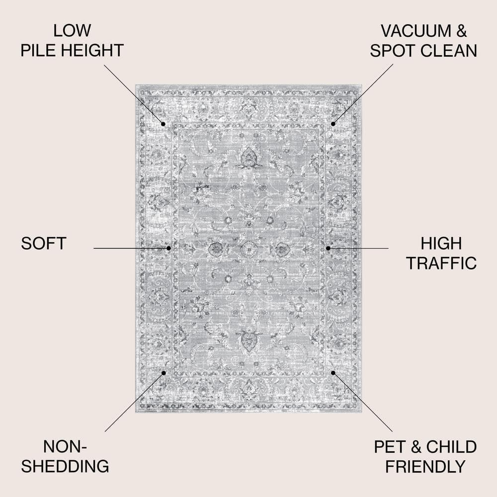 Handmade Gray Synthetic Rectangular 4' x 6' Area Rug