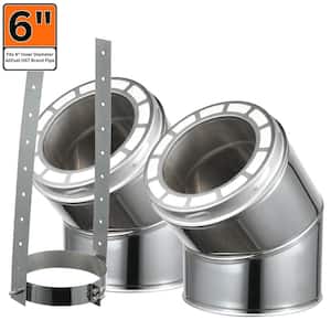AllFuel 6 in. x 10 in. 30° Elbow Kit Double Wall Stainless Steel Chimney Pipe