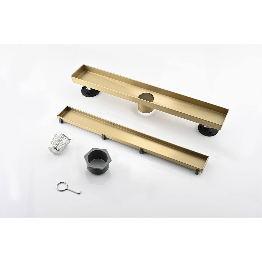 12-Inch Brushed Gold Stainless Steel Linear Shower Drain