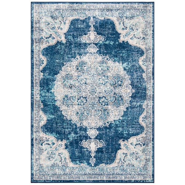 SAFAVIEH Brentwood Navy/Ivory 4 ft. x 6 ft. Border Area Rug