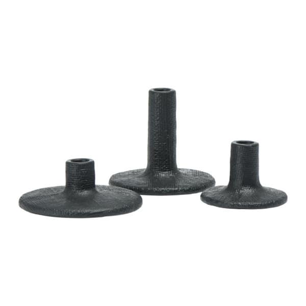 3R studios Set of 3 Stoneware Taper Candle Holder in Black