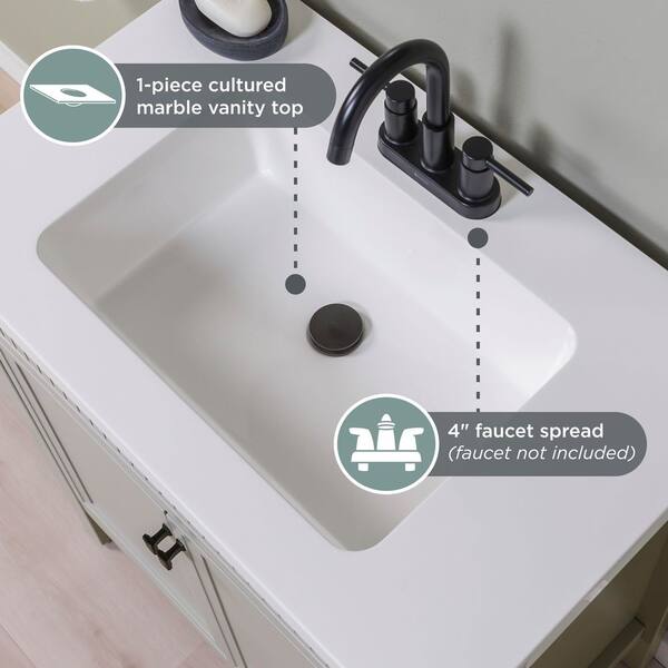 Glacier Bay Foxglade 31 in. Single Sink Light Gray Bath Vanity
