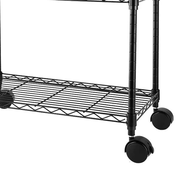 Basics 3-Shelf Shelving Storage Unit on 3 Wheel Casters, Metal