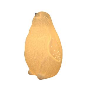 10.14 in. White Porcelain Arctic Penguin Shaped Table Lamp