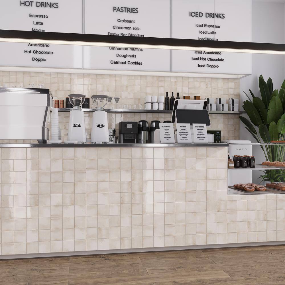 Antiek 3.94'' White Glossy Ceramic Square Tile