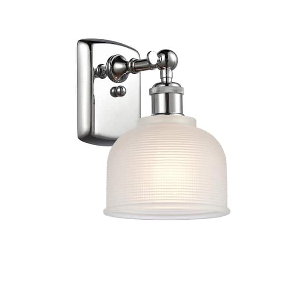 Innovations Dayton 1-Light Polished Chrome, White Wall Sconce with White Glass Shade