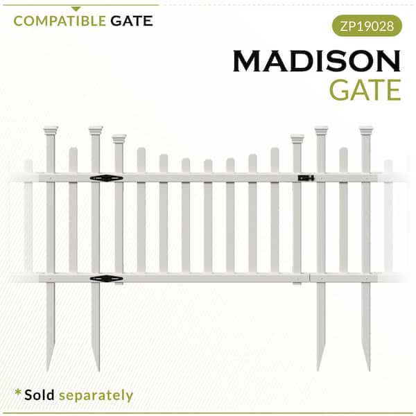 Zippity Outdoor Products Madison No-Dig Vinyl Garden Picket Fence Panel Kit (2-Pack) 2.5 ft x 4.7 ft